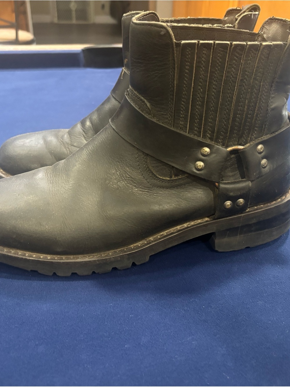 GBX Black Leather Harness Cowboy Boot